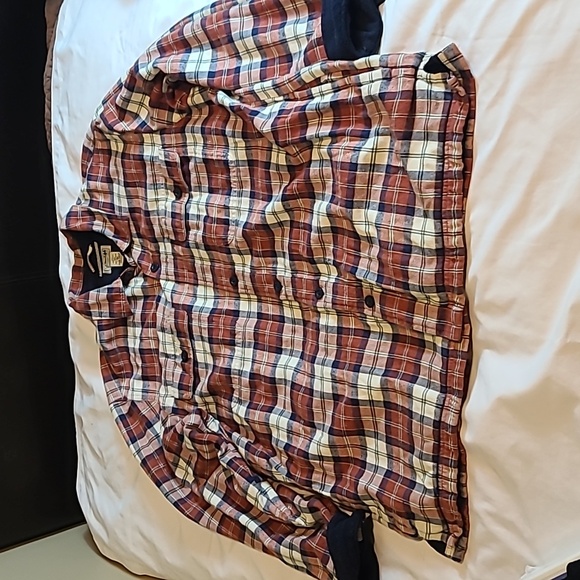 L.L. Bean Other - VINTAGE L.L. Bean Shacket Men's Navy Blue Plaid Fleece Line Button Jacket Size L